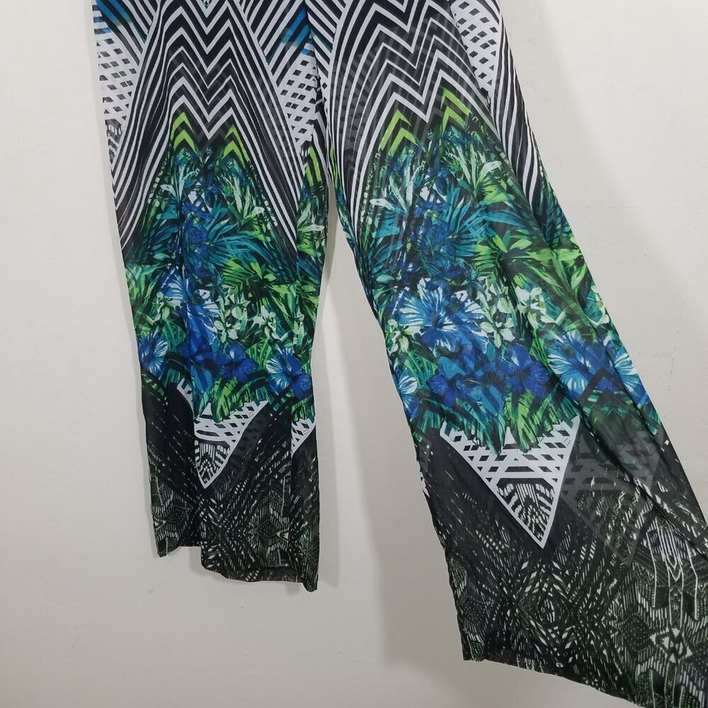 NWT Bisou Bisou Ethnic Tropical Pull-On Wide Leg Pants Size L - Picture 2 of 6